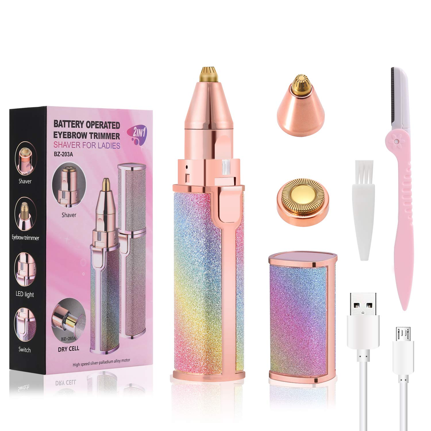 Rechargeable Flawless 2 in 1 Eye Brow And Facial Hair Remover Machine