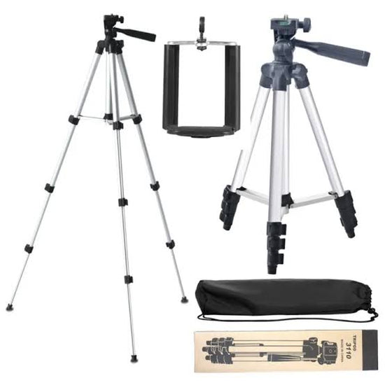 3.5ft Adjustable Tripod Stand – Mobile & DSLR Universal Stand (Silver 3110)