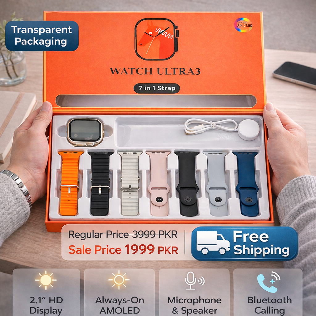 Ultra 3 | 7 In 1 Smartwatch – Premium Edition with 7 Straps