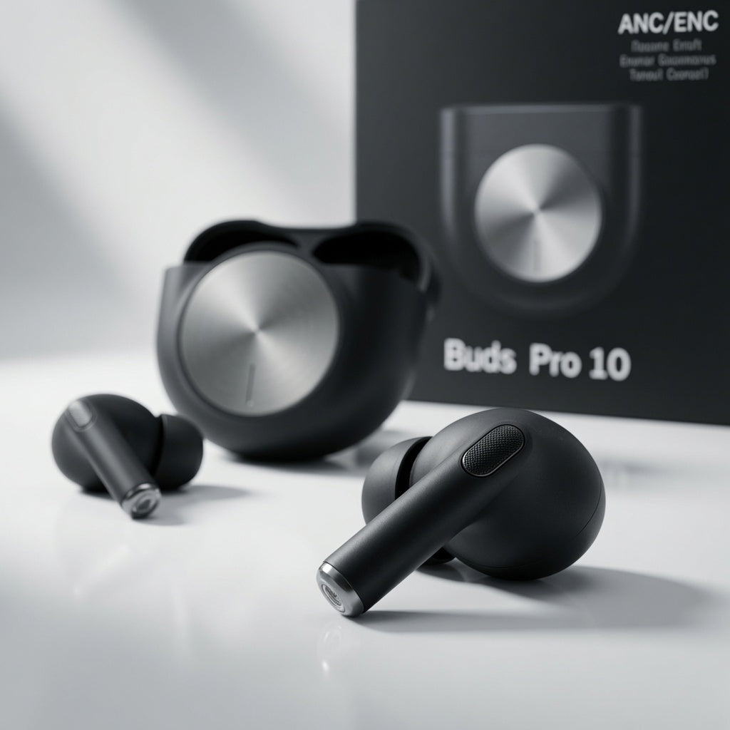 Buds Pro 10 Wireless Earbuds with 14mm Bass Drivers, ANC & ENC Noise Cancellation, HD Calling, Bluetooth Earbuds, Type-C Charging