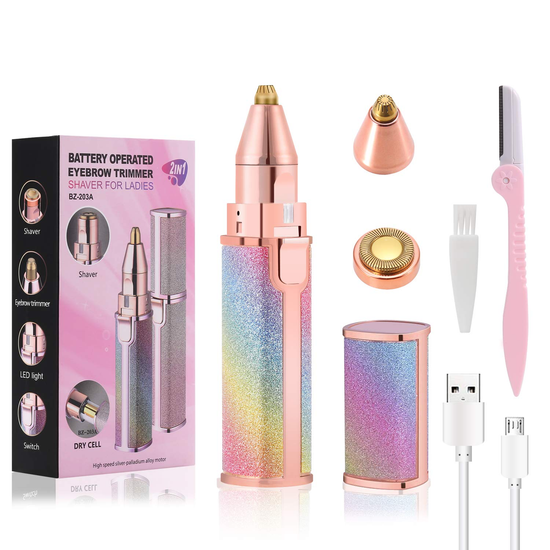 Rechargeable Flawless 2 in 1 Eye Brow And Facial Hair Remover Machine