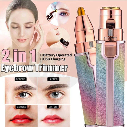 Rechargeable Flawless 2 in 1 Eye Brow And Facial Hair Remover Machine