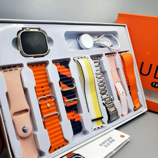 Ultra 2 Smart Watch (7-in-1) – Wireless Charging, Bluetooth Calling, Health & Fitness Tracker with 7 Interchangeable Straps