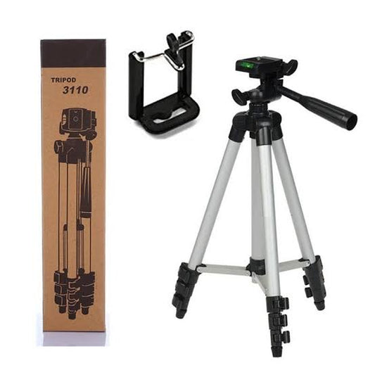 3.5ft Adjustable Tripod Stand – Mobile & DSLR Universal Stand (Silver 3110)