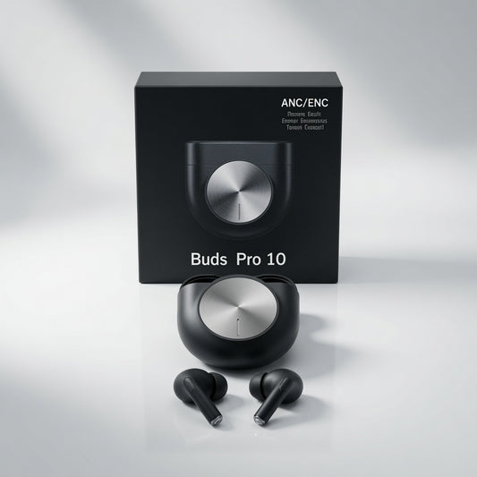 Buds Pro 10 Wireless Earbuds with 14mm Bass Drivers, ANC & ENC Noise Cancellation, HD Calling, Bluetooth Earbuds, Type-C Charging