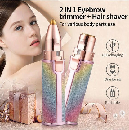 Rechargeable Flawless 2 in 1 Eye Brow And Facial Hair Remover Machine