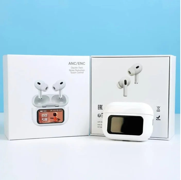 E9 Pro AirPods: Smart Touchscreen Earbuds with Premium Sound & Noise Cancellation