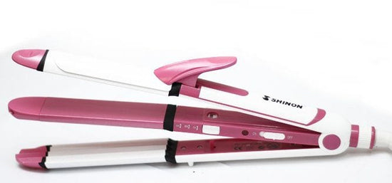 Shinon SH-8775 3-in-1 Professional Hair Styler: Straightener, Curler & Crimper with Ceramic Coating