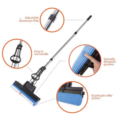 2-in-1 Squeeze Sponge Mop for Wet & Dry Cleaning